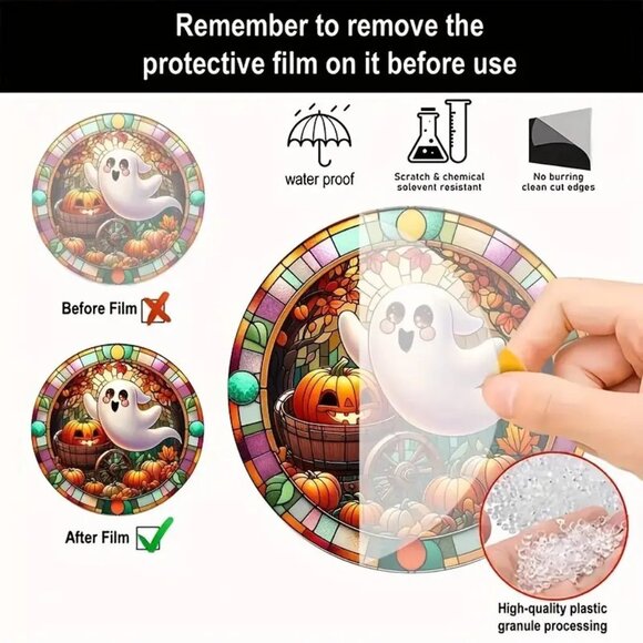 Halloween Ghost Suncatcher Pumpkin Scary Spooky Horror Hanging In/Outdoor Cute - Picture 3 of 3